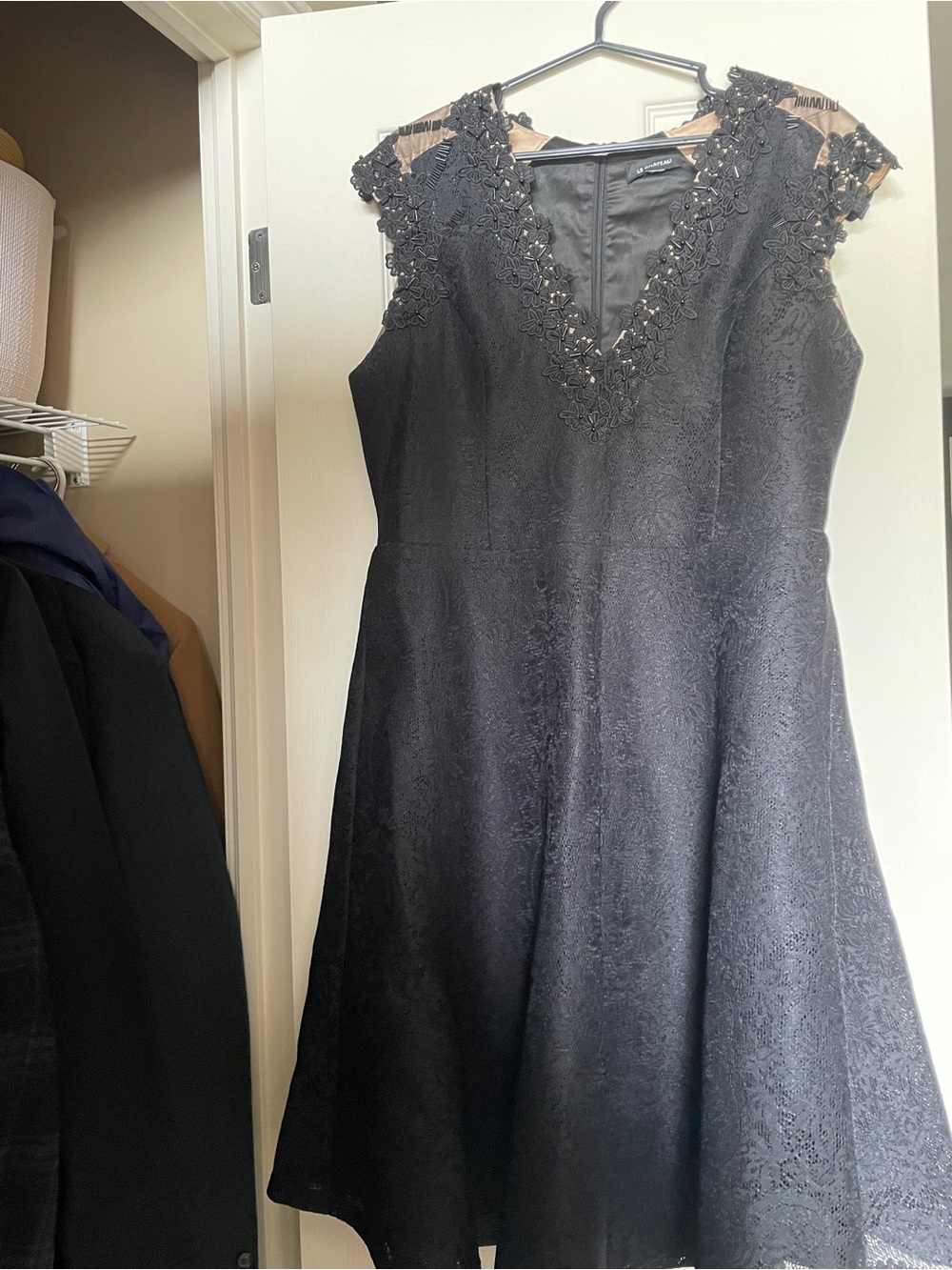 Elegant Black Lace V-Neck Women's Dress